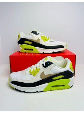 6Y Nike Air Max 90 GS White Khaki-Cyber Athletic Sneaker HF6358-103